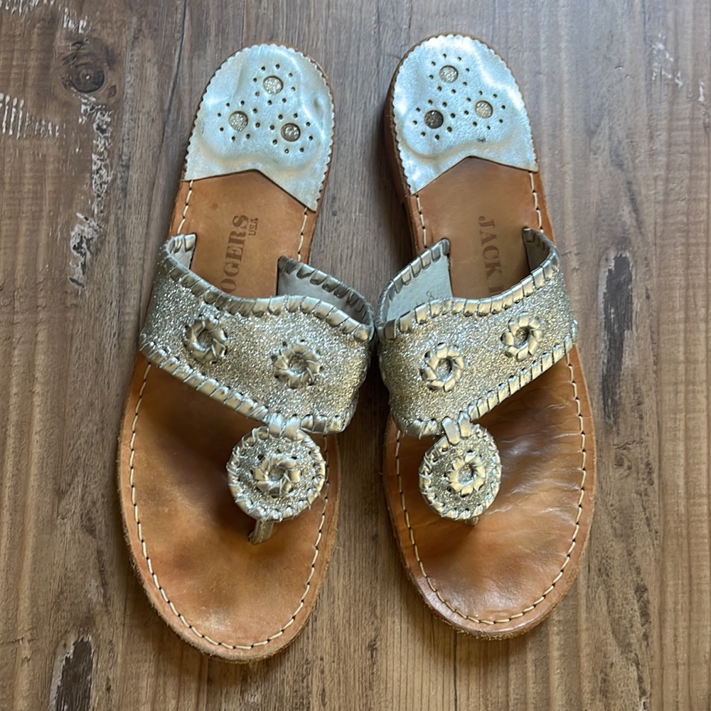 Jack Rogers Silver Shimmer Sparkle Sandals